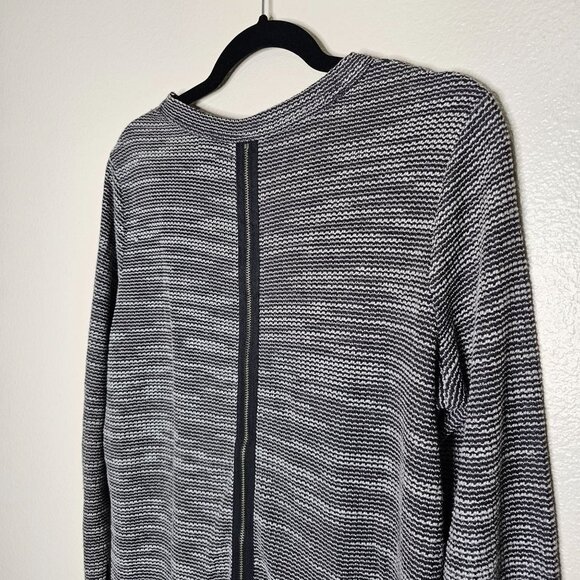 Lou & Grey Size Small Grey Heathered Crew Neck Sweater Zipper Back Pull Over - Picture 7 of 8